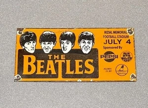 VINTAGE 12” THE BEATLES PORCELAIN SIGN GAS OIL CAR TRUCK MOTORCYCLE - Picture 1 of 2