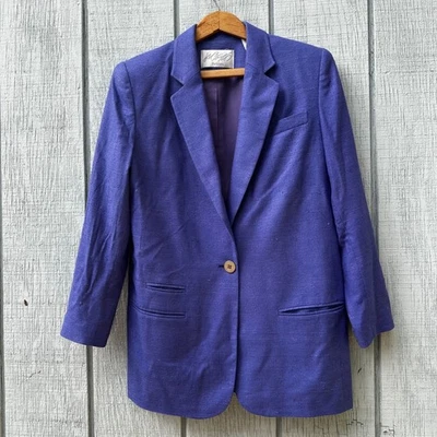 Blazer Traje Chaqueta De Colección Lord & Taylor Petites 100% Seda Azul Periwinkle Carrera 6P Foto 1 de 4