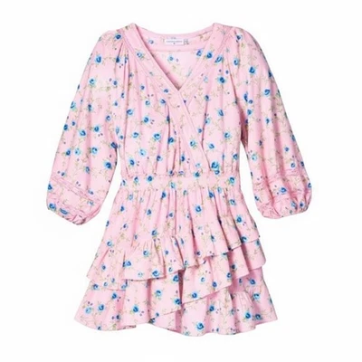 Nuevo con etiquetas Mini Vestido LoveShackFancy x Target Esme en Rosa Floral Volantes en Niveles XL Foto 1 de 4