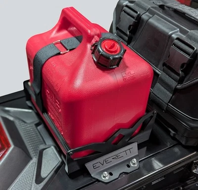 Everett Tunnel Mounted Gas Can Rack with Red Can for Polaris and Arctic Cat - Image 1 of 4