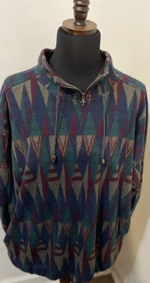 VTG 80s AZTEC Venezia Pull Over  1/4 Zip Acrylic Sweater Cinch Waist 2XL Korea - Image 1 of 4