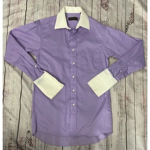 Donald J Trump Dress Shirt Mens 34 35 Purple Neck 15.5 Regular Fit Signature - Picture 1 of 9