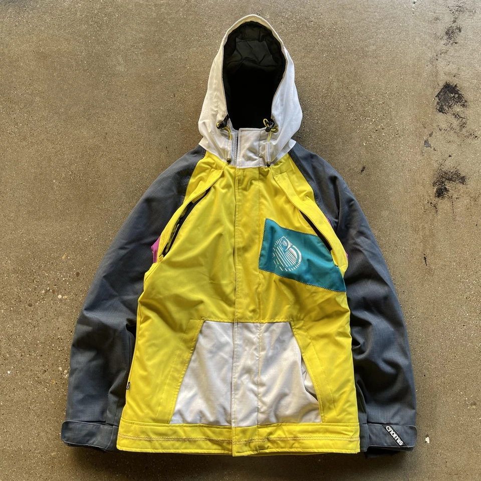 Jaqueta Nomis Masculina Média Amarela Cinza Branca Com Capuz Snowboard Esqui Colorblock - Imagem 1 de 4