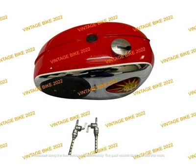 TRAJE BSA A65 THUNDERBOLT RELÁMPAGO ROJO CROMO TAPA TANQUE DE COMBUSTIBLE INSIGNIA KPAD GRIFO GOMA Foto 1 de 4