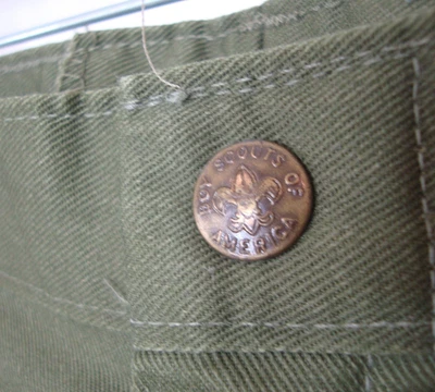 Vintage Boy Scouts of America Uniform Pants 32 x 30 Khaki Green Snap Pockets BSA - Image 1 of 4
