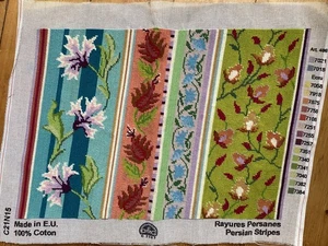 completed tapestry needlepoint - Persian stripe by DMC , 50x 35cm - Picture 1 of 3