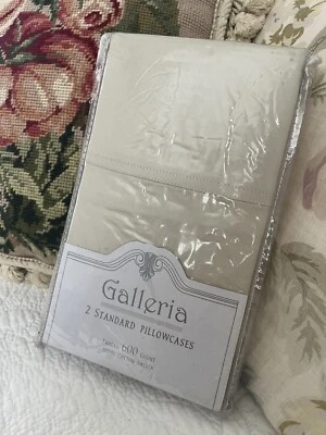 🌷LUXURY QUALITY Galleria Standard Sateen Pillowcases 600 tc Ivory COTTAGE CHIC - Image 1 of 4