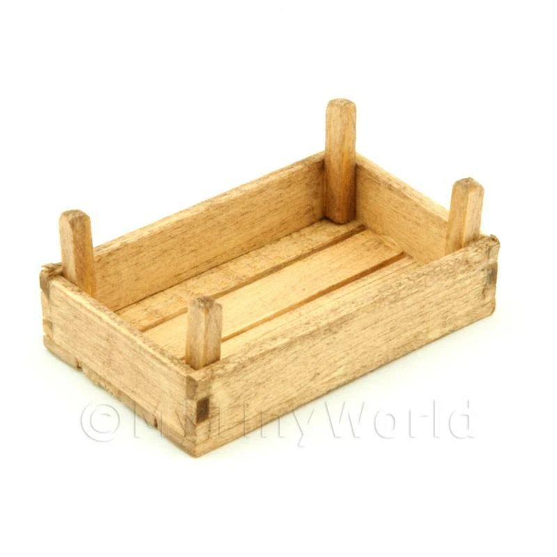 Casa Delle Bambole Miniatura Piccolo Anticato Legno Vegetale Cassa - Immagine 1 di 1