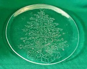 Vintage 1990's Cookie Dessert Cake 12" Dish w Reverse Raised Xmas Tree Design - Picture 1 of 7