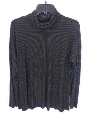 Top Michael Stars para mujer mediano negro a rayas cuello tortuga manga larga tejido boho Foto 1 de 4