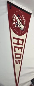Vintage Cincinnati Reds 1970s Mr. Red Ohio 27 Logo and Red on White Pennant - Picture 1 of 4