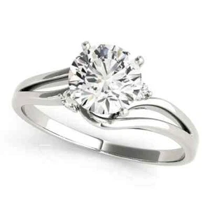 1.06 Ct Round Cut Lab Created Diamond Engagement Wedding Ring 14K White Gold - Picture 1 of 5