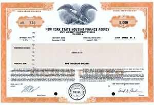 New York State Housing Finance Agency, 1984, 9,10% Constr. Bond Ser. A (5.000 $)