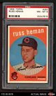 1959 Topps #283 Russ Heman Indians RC PSA 8 - NM/MT