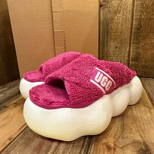 UGG SUGARCLOUD PLATFORM SLIDE TERRY SANDAL PINK WOMENS US 8 - Picture 1 of 13