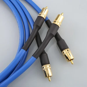 Pair HiFi OCC Copper RCA Cables Audio Signal Wire Interconnect Line +Male Plug - Picture 1 of 7