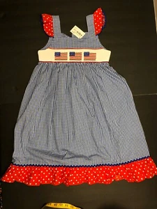 Banana Split Kids, Blue Check Flag Smock Dress - Picture 1 of 5