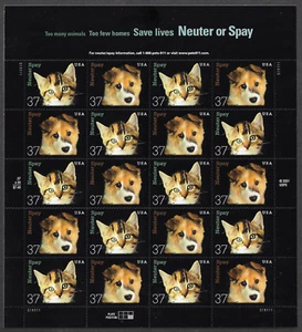 US Stamps Full Pane of 20, Neuter and Spay, #3670-3671 MNH - Picture 1 of 1