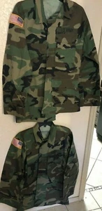 WOODLAND BDU SHIRTS LOT OF (2) 8415-01-084-1643 MED LONG PREOWNED - Picture 1 of 3