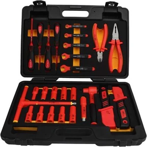 27pcs 1000V Insulated Tool Kit 3/8 Socket Set Extension Pliers Ratchet Tool Kit - Picture 1 of 7