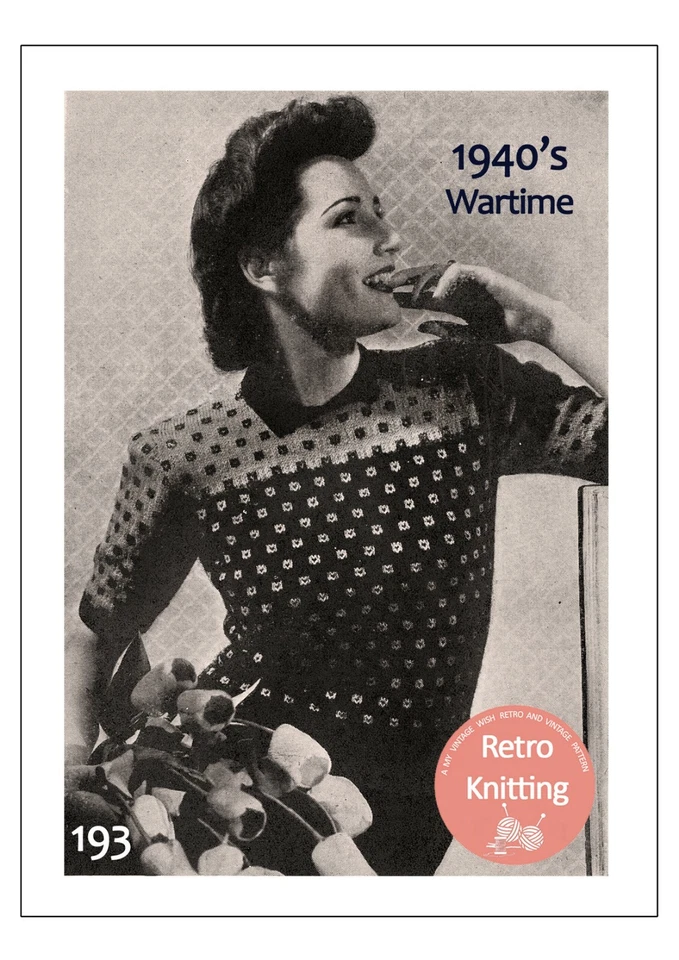 1940's Two Color Fair Isle Sweater Knitting Pattern Bust 34  - Image 1 of 1