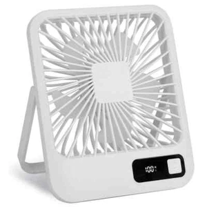 5 in. USB Desk Fan White, 5 Speeds, LCD, Strong Wind, Quiet, Travel Size - Picture 1 of 7