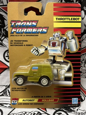 Transformers G1 Classic Throttlebot Rollbar Gold 1990 Extremely Rare Sealed Cover
