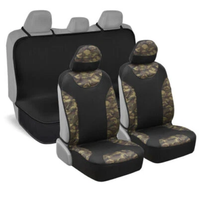 Camouflage Neoprene Waterproof Sideless Full Seat Cover Set for Car Truck SUV - Image 1 of 4