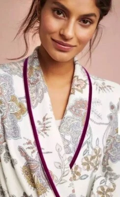 Floreat Anthropologie 印花佩斯利休闲长袍女式 M/L BOHO — 第 1/4 张图片