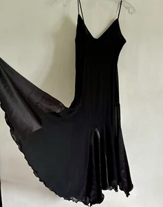 ETAM BLACK SPAGHETTI STRAP KNEE LENGTH ASYMMETRICAL DRESS SIZE:12 - Picture 1 of 14