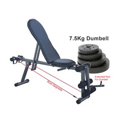 Adjustable Gym ABS Exercise Sit Up Bench Fitness Chair +7.5KG Dumbbell