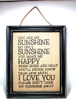 Wall Hanging Sign You are My Sunshine My Only Sunshine 11.5"x9.5" - Image 1 of 4
