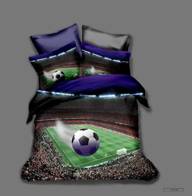 Set copripiumino illuminazione campo calcio 3D set lenzuola federe - Immagine 1 di 4