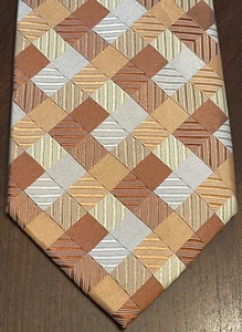 Geoffrey Beene Orange Hand Made 100% Silk Men’s Neck Tie Made In China - Picture 1 of 9