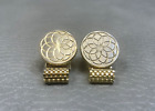 Vintage "Spirograph" White and Yellow Gold Plated Wrap Around Cuff Links
