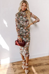 Woodland Whisper Midi Dress - Multicolour - Floral - Picture 1 of 11