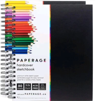 Paperage Sketch Pad, 1-Pack 8.5X11" Inch Hardcover Sketchbook, Spiral Bound, 80  - Image 1 of 4