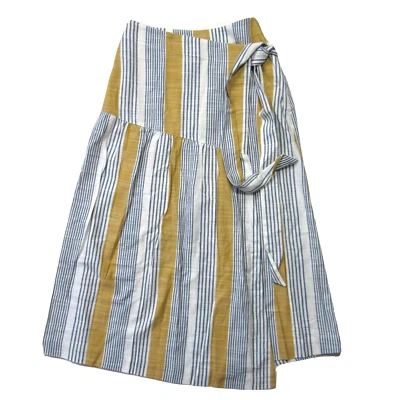 NWT Anthropologie Maeve Laura in Yellow Striped A-line Wrap Skirt 0 $110 - Image 1 of 4