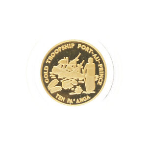 Tonga - 10 Pa'anga Gold Coin - ''Destruction of Port-au-Prince'' 1998 - UNC