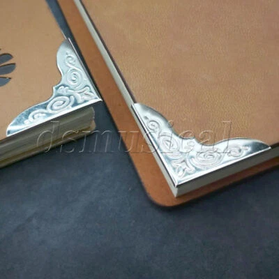 Almohadilla de cubierta de borde protector triángulo esquina vintage plateada de 1,18" para libro 20 piezas Foto 1 de 4