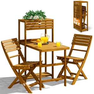 CASARIA® Balkonmöbel Gartenmöbel Set 3tlg Holz Klappbar Wetterfest Balkon Akazie - Bild 1 von 8