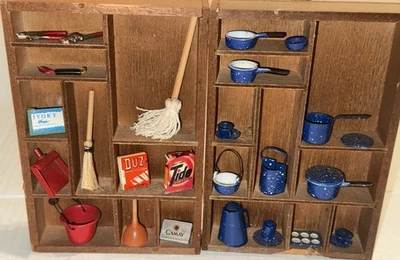 Doll House Miniature Kitchen Country Store Village Shadow Box Hang Decor VINTAGE - Image 1 of 4