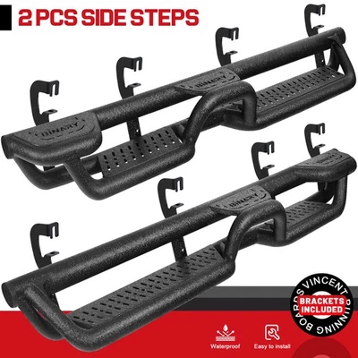 Drop Steps FIT 07-18 Silverado/Sierra 1500 Crew Cab Black 4 Step Running Board Foto 1 de 4