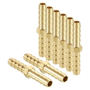 8pcs 1/4" To 1/4" Brass Hose Barb Fitting Metals Splicer Mender - Picture 1 of 5