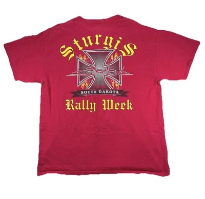 Camiseta De Colección Sturgis Motorcycle Rally Week Para Hombre Grande Roja 2004 Iron Cross Foto 1 de 4