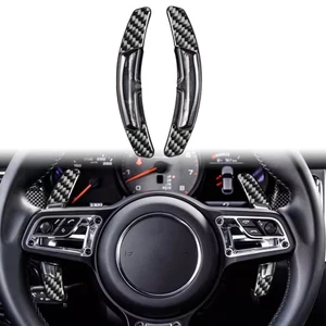 2x Carbon Fiber Steering Wheel Shift Paddle Cover For Porsche Panamera/Macan/718 - Picture 1 of 5