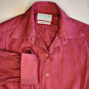 THOMAS PINK Herringbone French Cuff Twill Cotton Button Up Womens 10 - Picture 1 of 7