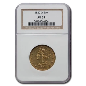 1880-O $10 Liberty Gold Eagle AU-55 NGC - Picture 1 of 3