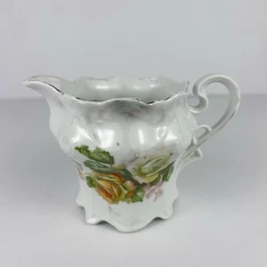 Antique RS Germany Style Creamer Mold 649 Floral Roses Scalloped Porcelain c1900 - Picture 1 of 10