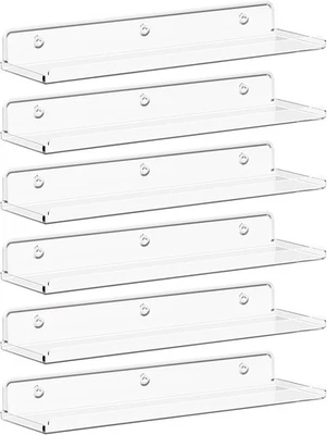 Lifewit Floating Shelves for Wall, 6 Pack 15" Clear Acrylic 15 inches,  - Image 1 of 4